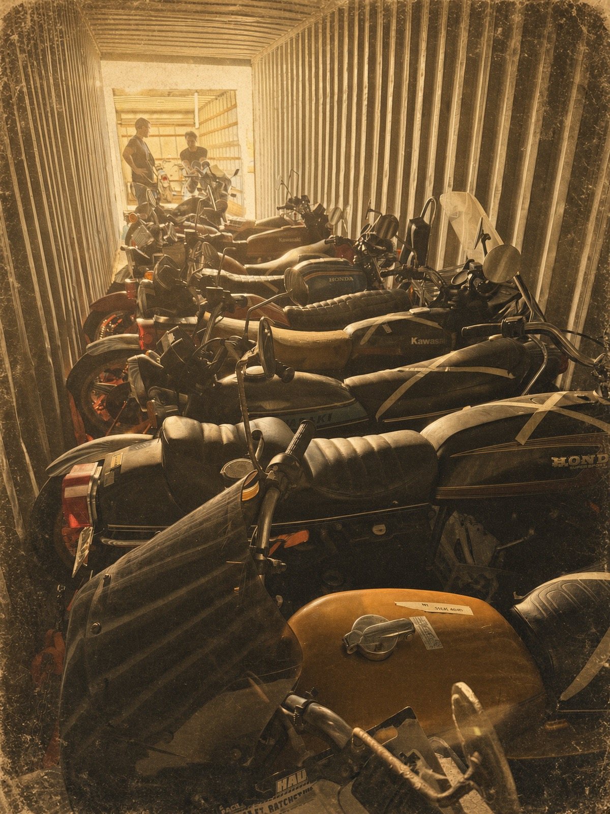 アメリカで買い付けたバイクを積み込んだコンテナ